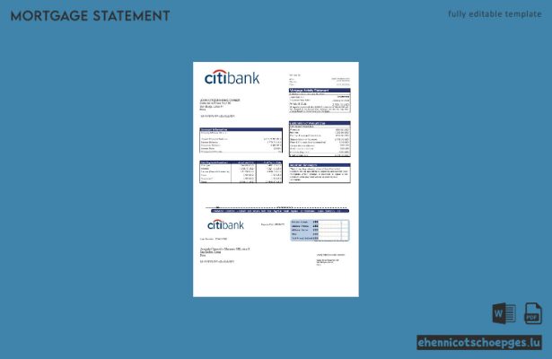 Peru Citibank Hypothekenabrechnung in Word- und PDF-Formaten – Beispielvorschau